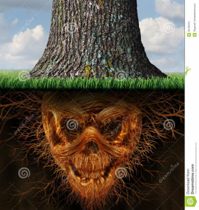 hidden-danger-risk-as-business-concept-as-growing-tree-trunk-underground-plant-roots-shaped-as-evil-human-skeleton-36128415